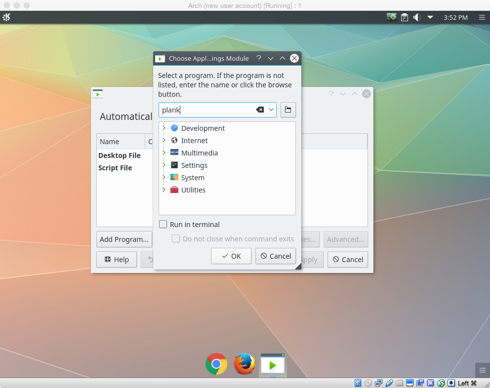 KDE Plasma - Autostart Manager - Add Program