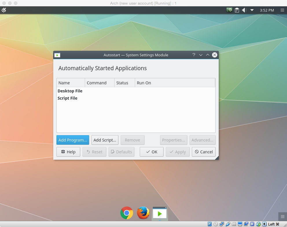 KDE Plasma Autostart Manager